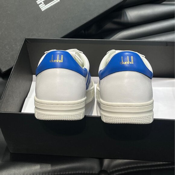 Dunhill Mens Suede Stitching Sneakers White/Blue